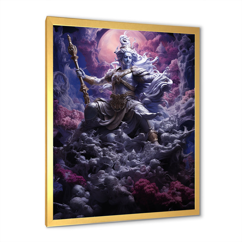 «Hinduism Mahabharatas Majestic Magenta», reproduction d'art sur toile, Cadre doré simple, H 32 po x l 16 po x P 1 po