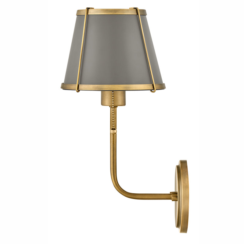 Clarke One Light Medium Wall Sconce with On/Off Pull Chain, Lacquered Dark Brass