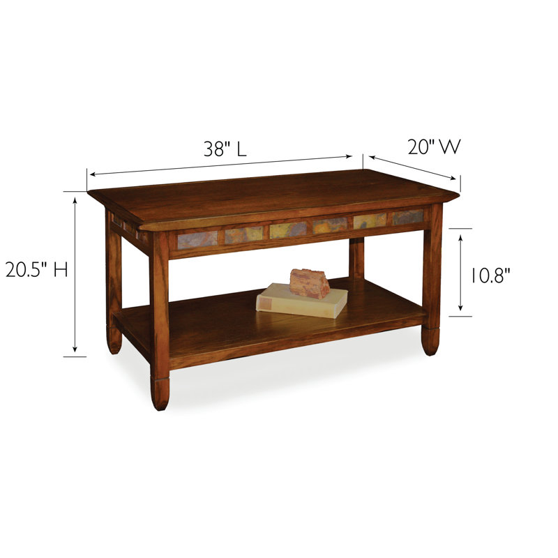 Rustic Solid Wood Slate Coffee Table, Rustic Oak