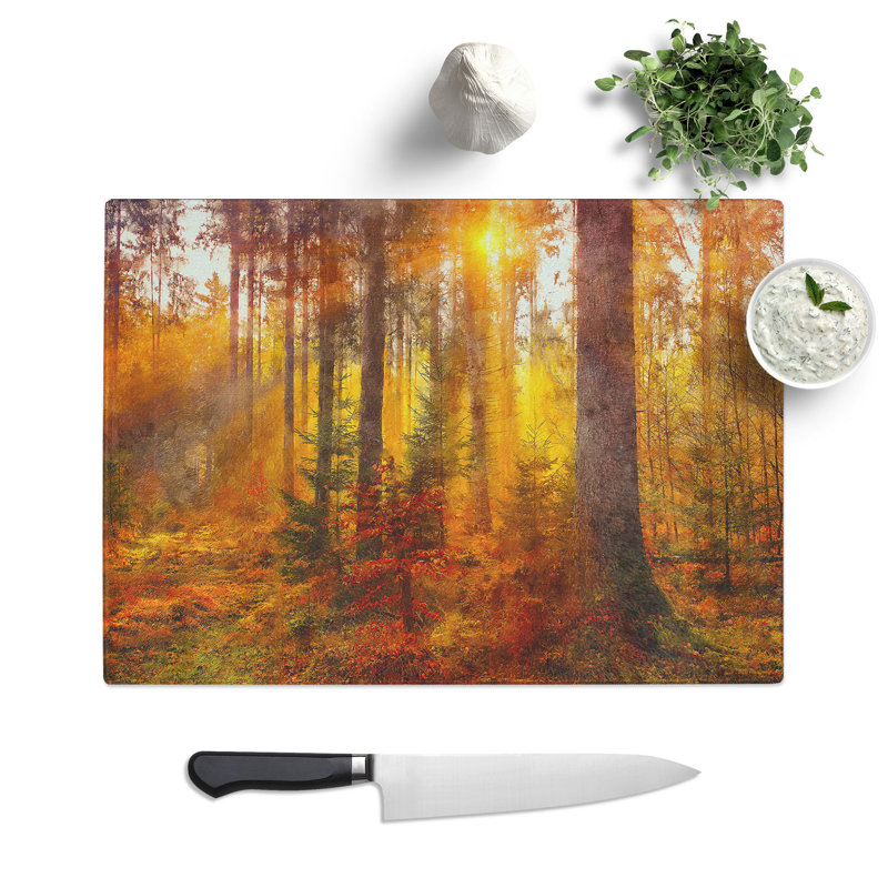 Tempered Glass Mystery Forest Chopping Board, 28.5 cm x 39 cm