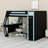 Multifunctional Wooden Gaming Loft Bed, Built-in Writing Desk Design, RGB LED Lights, USB Power Ports, Storage Cubbies, Drawers-1511439865