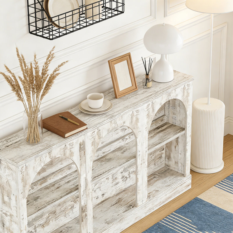 Farmhouse Console Table Entryway Table with 3 Tier Storage