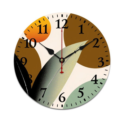 12" X 12" Abstract Leaf Sun Decorative Wall Clock, Multicolor
