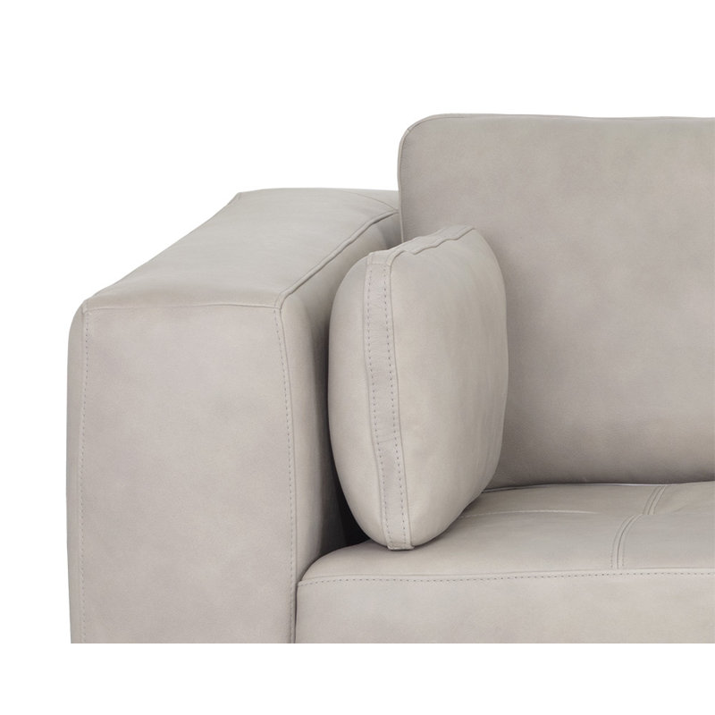 Burr Leather Sofa, Taupe Genuine Leather