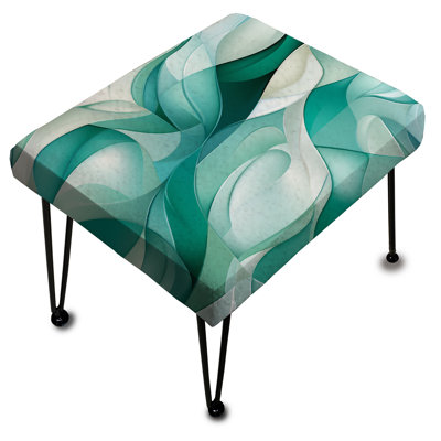 Seagrass, motif de bord de mer en mosaïque vert clair avec repose-pieds rectangulaire abstrait