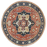 Hand Knotted Wool Oriental Area Rug in Red/Blue/Black/Yellow