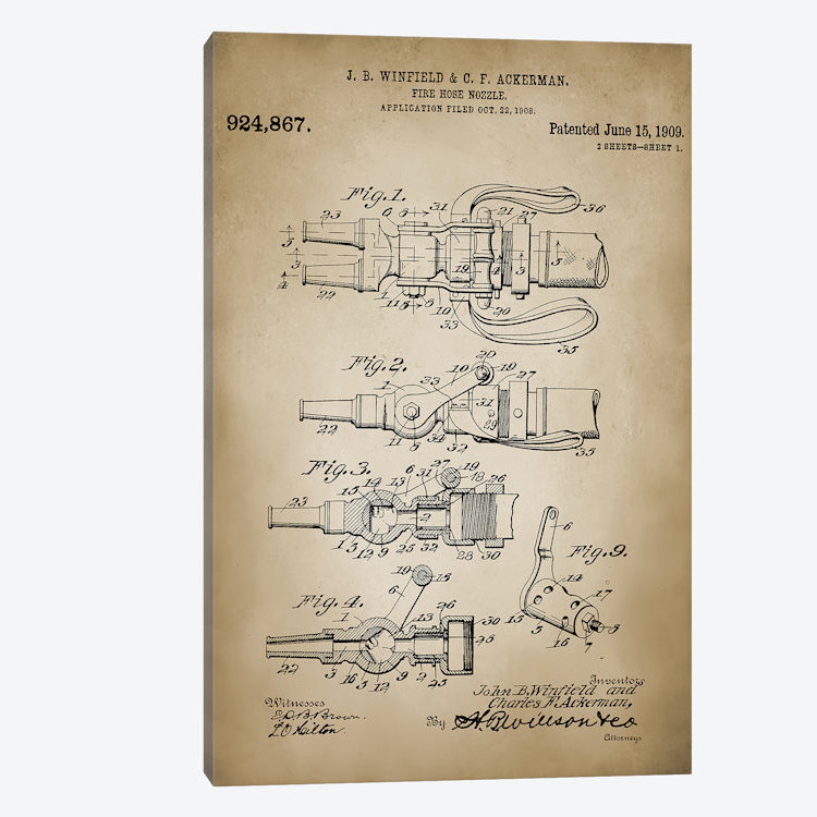 Brevet imprimé Store Firefight VI - impression sur toile tendue, H 26 po x l 18 po x P 1,5 po, Toile tendue, Pas de tapis