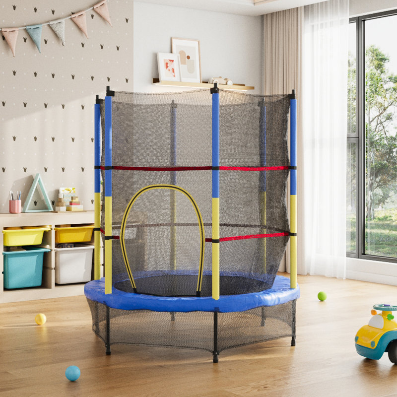 Freeport Park 137.2cm Round Backyard Trampoline with Safety Enclosure with Handlebar