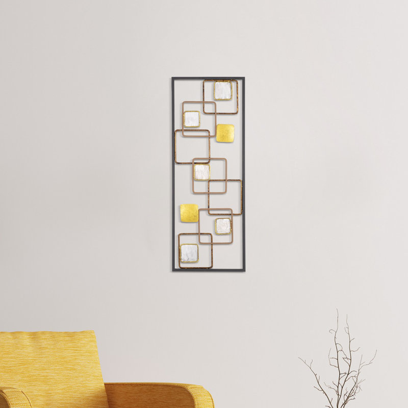 Accessoire mural décoratif en métal peint à la main, 29,1 po x 11,0 po | Fabrication 100% métal, épaisseur: 0,06 po | Variations de couleurs uniques pour un décor personnalisé | Fixation murale facile avec pièce arrière | Parfait pour le salon, le bureau ou la galerie