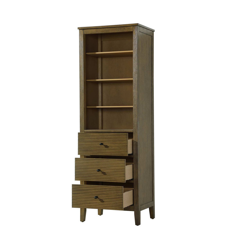 24 Inch Open Shelving Bath Storage Cabinet in Hazel Oak, 72" H x 24" W x 18" D, Hazel Oak