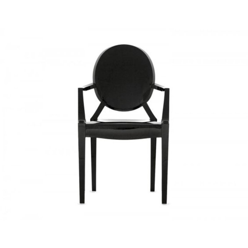 Chaise de salle à manger avec accoudoir transparente Bryer, Noir, H 36 po x l 21 po x P 22 po