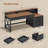 55" Office Desk With 4 Drawers, Computer Desk With File Drawer & Power Outlet, Home Office Desk With Storage Shelves & Printer Cabinet-1534404731