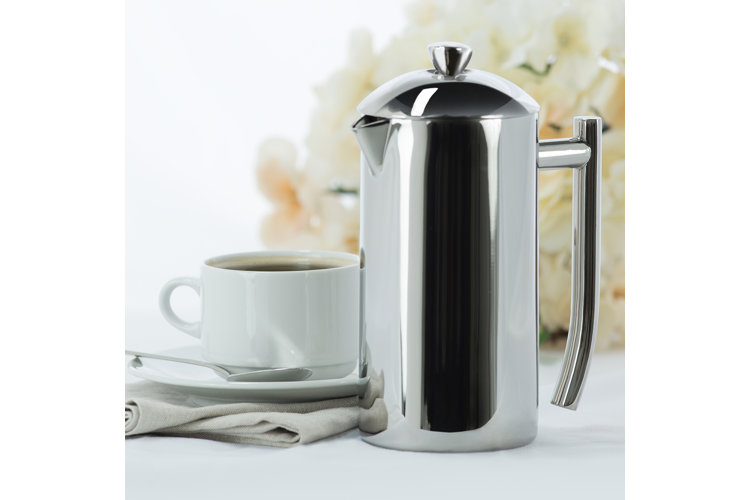 stainless steel french press and mug