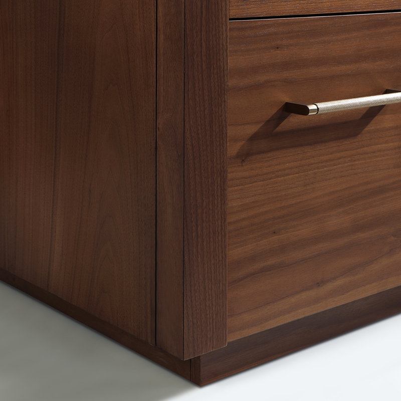 San 42'' Natural Walnut Single Bathroom Vanity with Gold Hardware
