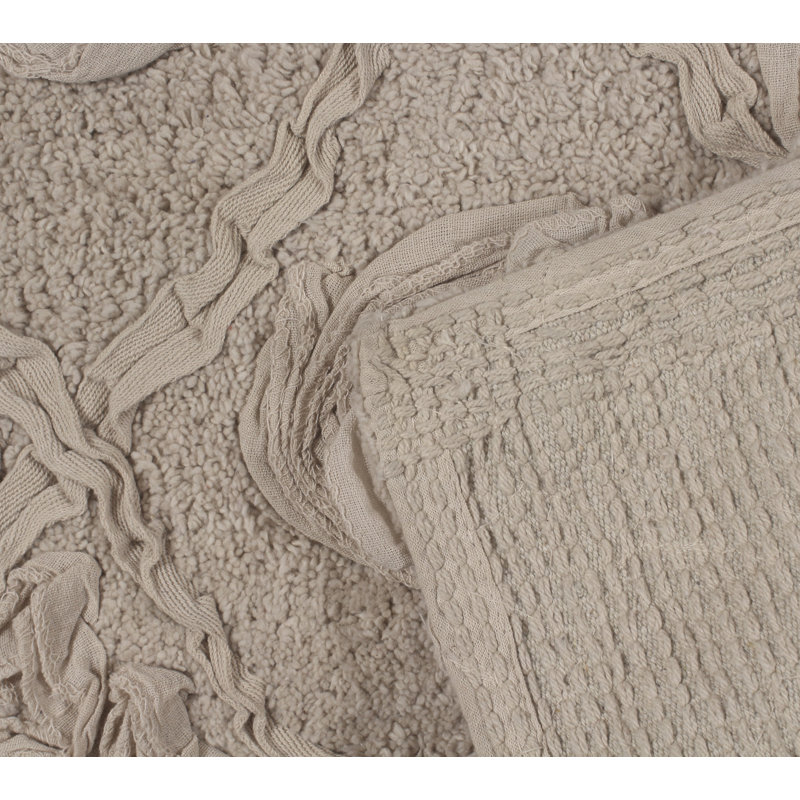 Schoenberger 100% Cotton Contour Bath Mat 20"x20", Linen