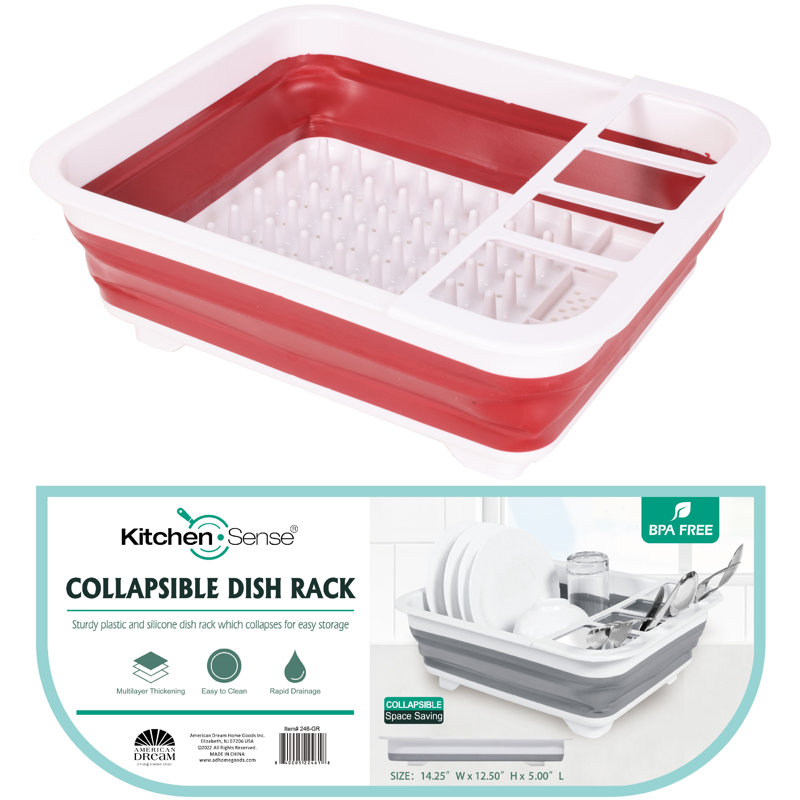 Égouttoir à vaisselle pliable en plastique, Rouge