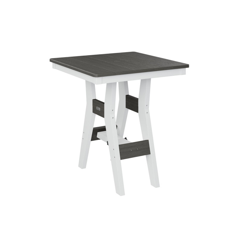 Berlin Gardens Harbor Regular Top With White Base Square Bar Table, Coastal Gray, 35.5" H x 28" W x 28" D