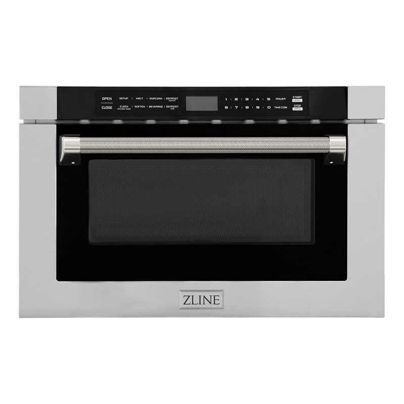 ZLINE Autograph 24 in. Microwave Drawer in Stainless Steel and Polished Gold Helix Handle, Gold