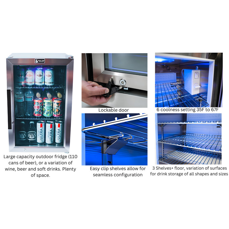 Îlot de cuisine modulaire en acier inoxydable de luxe avec réfrigérateur 107 po x l 32 po x 4 po + brûleur latéral + comptoirs en granite + armoires et tiroirs de rangement + couvercle + convertible au gaz naturel + Garantie à vie