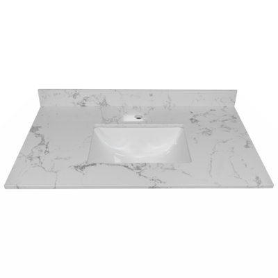 Myhomekeepers 26.83'' White Stone Rectangular Bathroom Sink