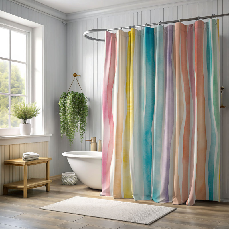 Rideaux de douche 1 pièce, H 74 po x l 71 po, Ekemini