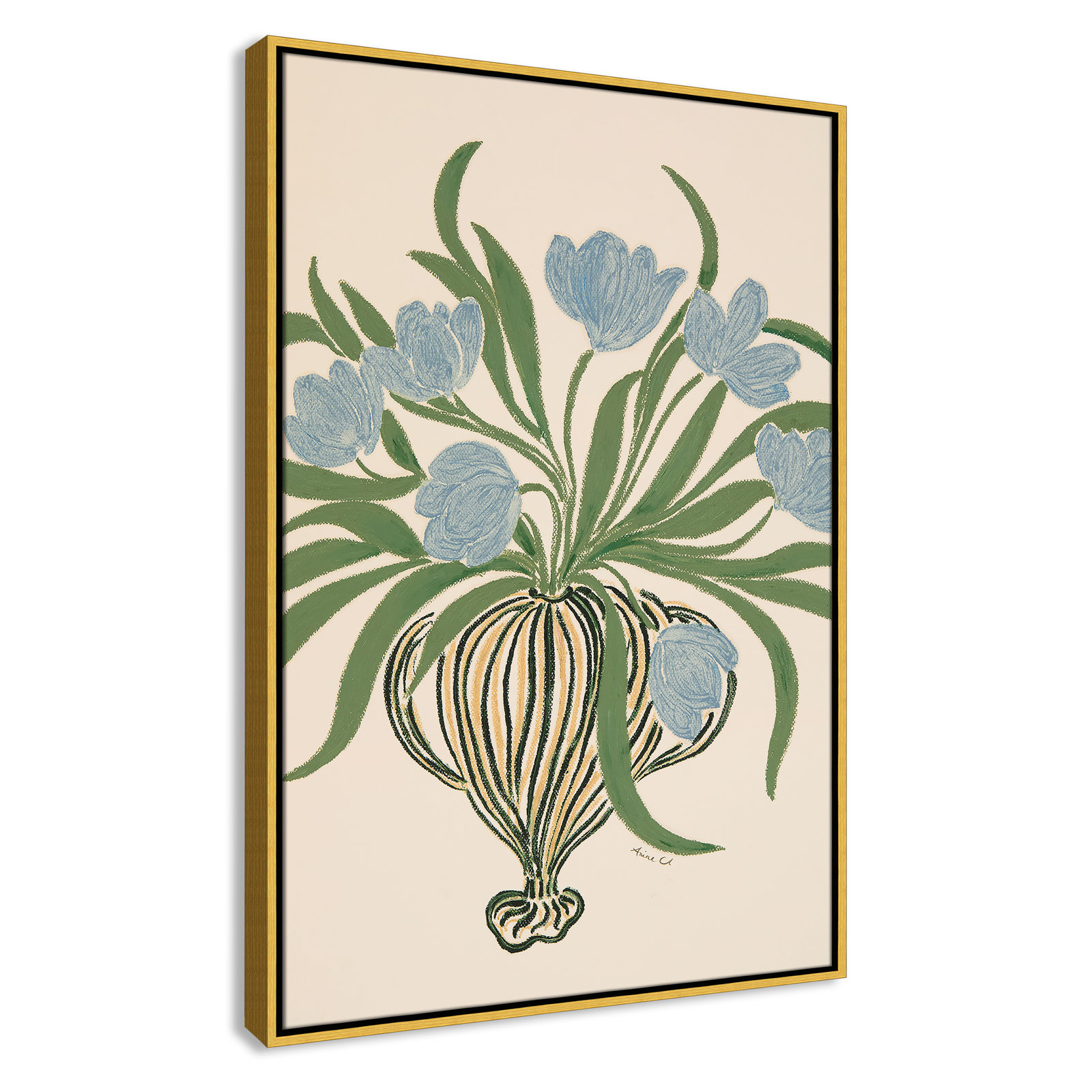 Colette "La Poire Blue Tulips" Print, 37.5" H x 25.5" W, Gold