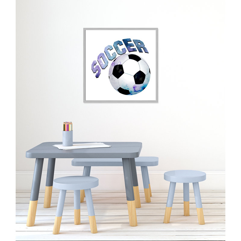 Fille de football 1, H 27,5 po x l 27,5 po x P 1,19 po, Encadré de boîte argent