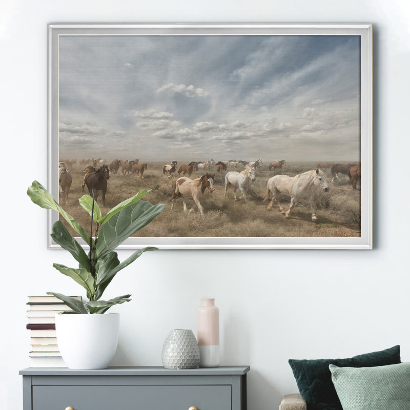 Big Sky - Matted and Framed Under Acrylic Glass, Large Living Room Wall Art, 18.5" H x 24.5" W x 1.5" D, Silver