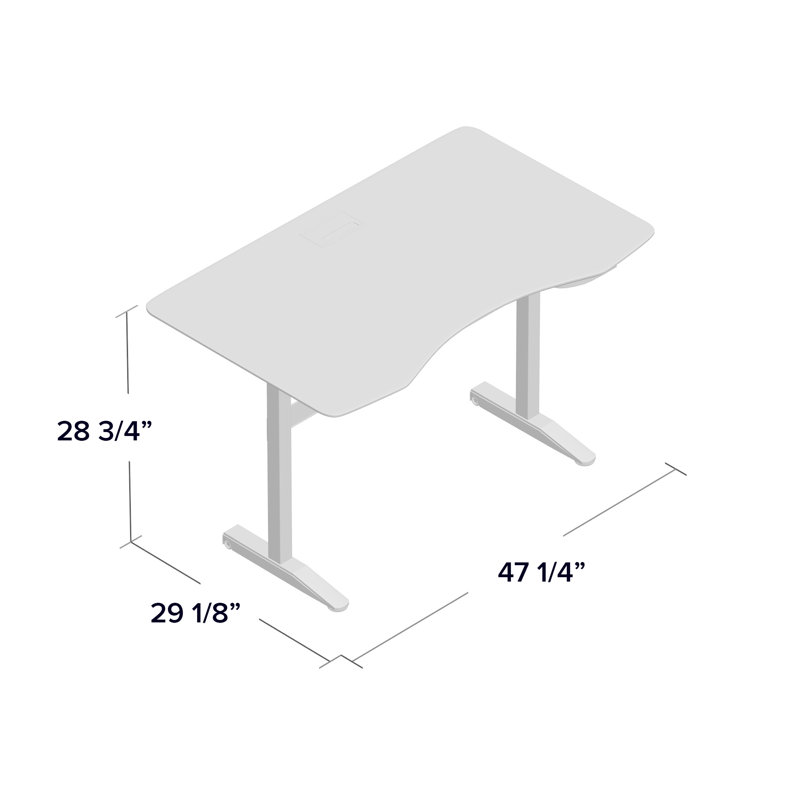 Adjustable Metal Base Standing Desk, 28.75" H x 47.25" W x 29.18" D, White