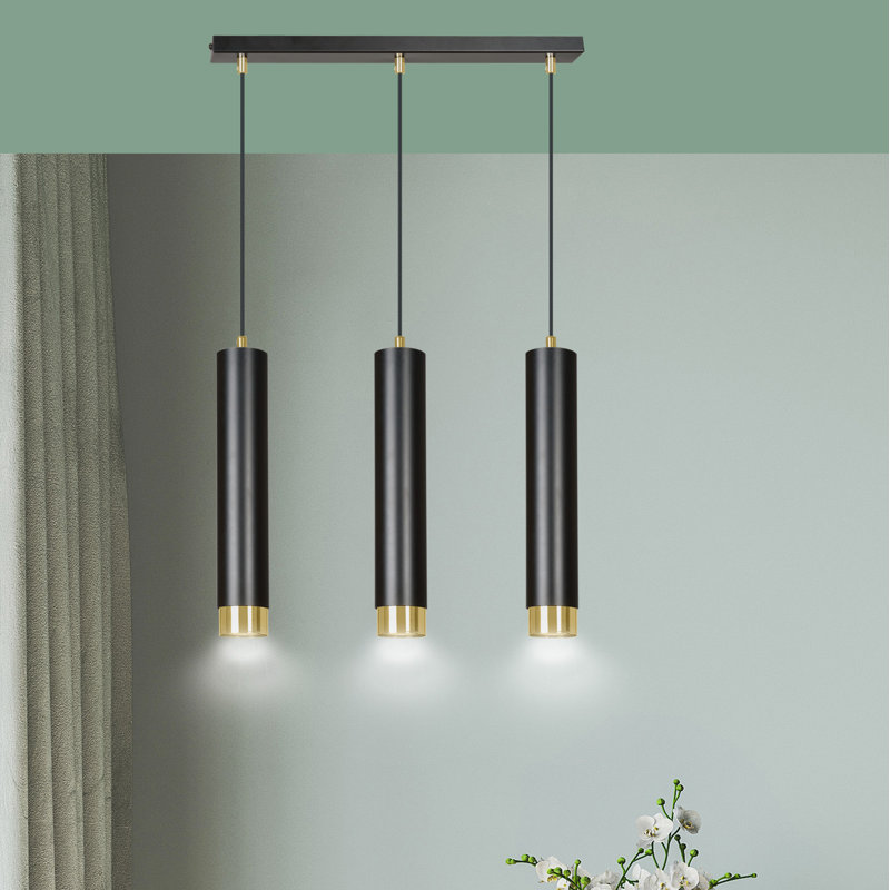 Danbury 3 - Light Kitchen Island Pendant, Black, Gold