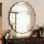 Miroir rond ondulé, miroir circulaire à cadre en métal, fixation murale ronde pour l'entrée, la salle de bain, le meuble-lavabo, le salon, -114903705-115664926