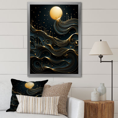 Or et minimalisme Moolight Fever III - Paysage abstrait, art mural