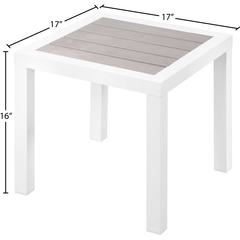 Ventrell Square Outdoor Side Table, Light Gray/White