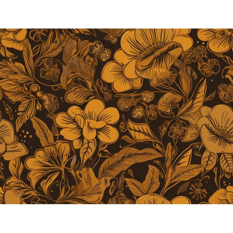 Machine Printed Comforter, Brown/Gold Floral, Queen Comforter