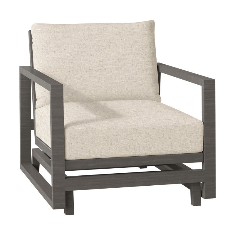 Avondale Patio Lounge Chair with Cushions, Slate Grey, No Welt, Herringbone Sand