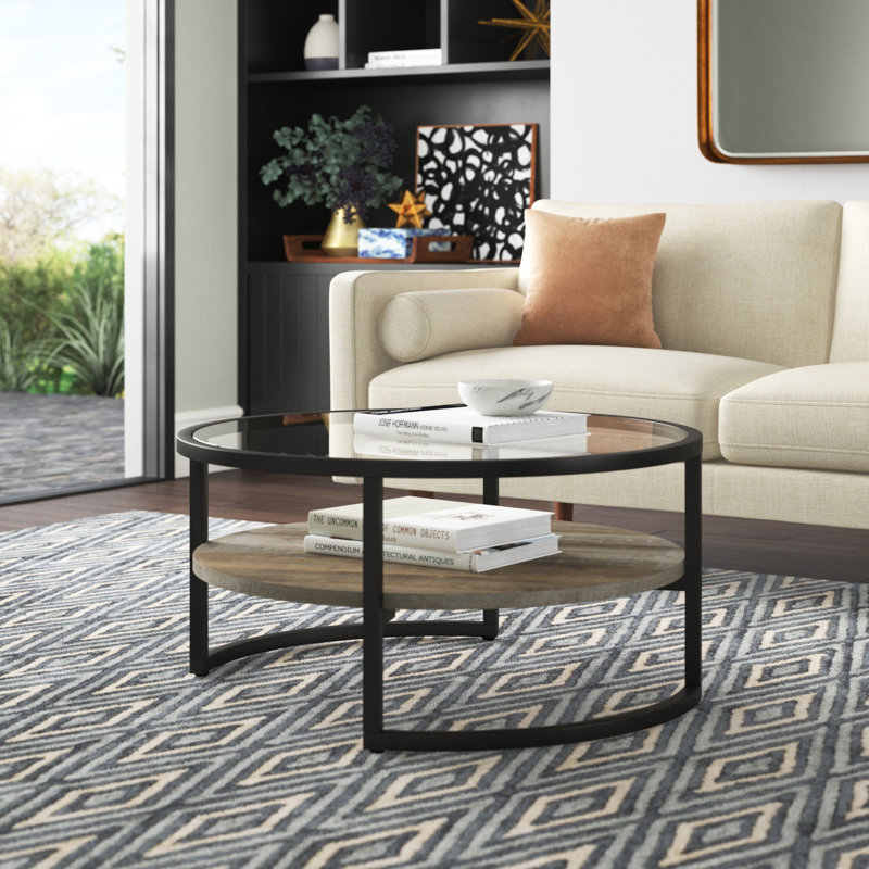Winston Single Coffee Table, Blackened Bronze/Limed Oak