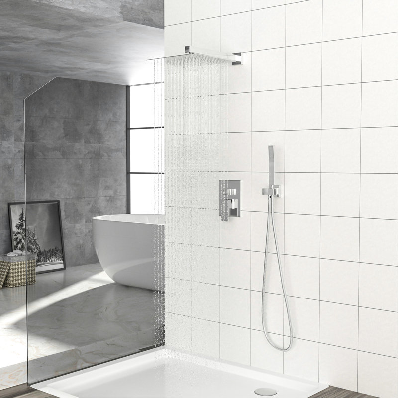 Wall Mounted Dual Shower System - , With Rainfall And Handheld Showers For Enjoyable Bath Time Head In Valve, 1.8 Gpm Max Flow, Rain