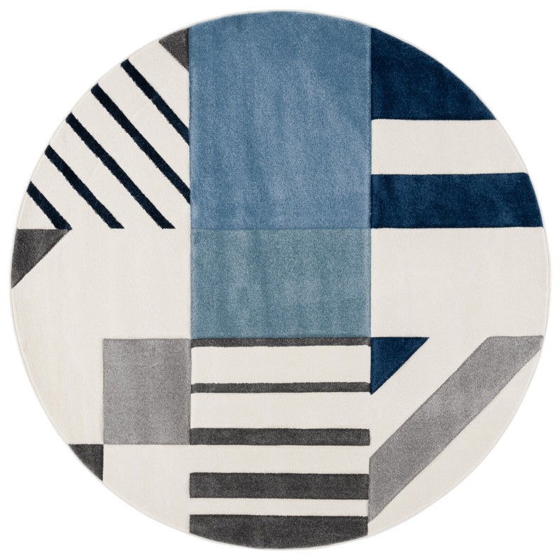 Tapis à motif géométrique Jeromie Performance, Rond 6 pi 7 po
