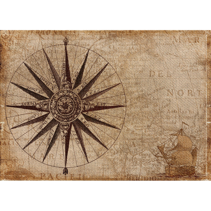 Tapis brun Compass, Rectangle 5 pi x 7 pi