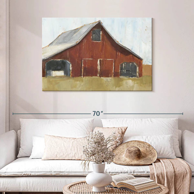 Lilie Rustic Red Barn I, 30" H x 45" W