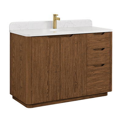 Abuja 48" Single Bath Vanity with White Grain Stone Top