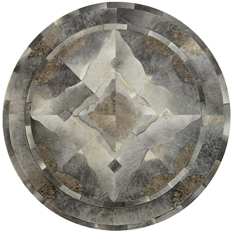 Sueño Leather Oriental Area Rug, Round 4'11"