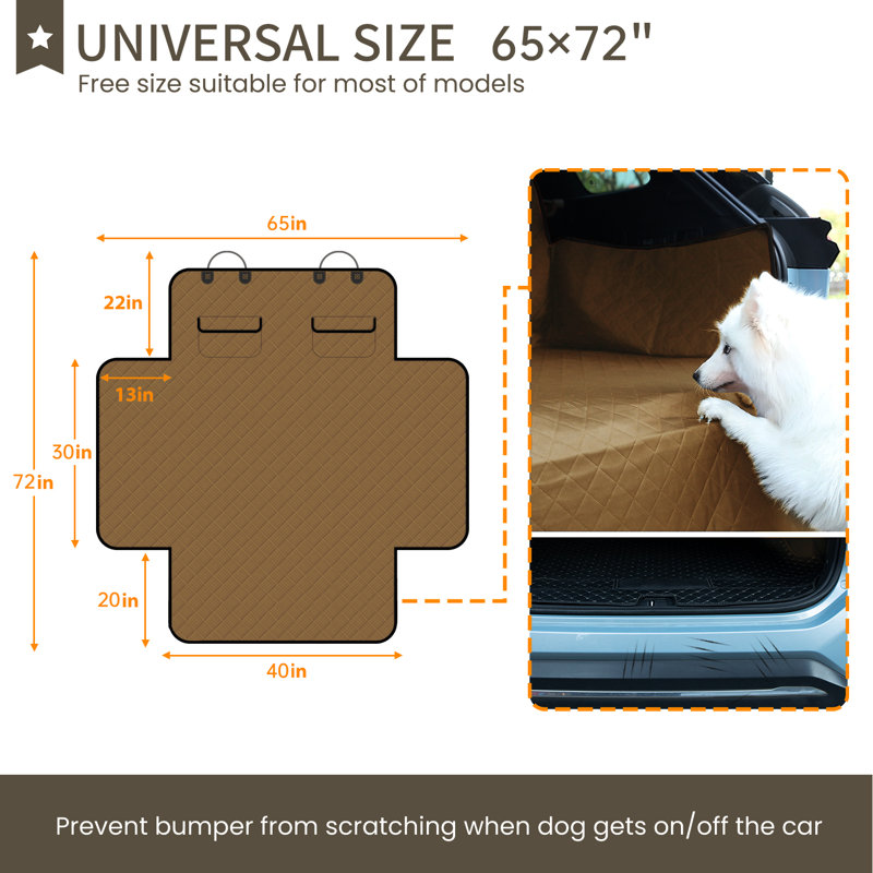 Tapis de siège imperméable pour caravane berline imperméable pour chien, Brun, L 65 po x P 72 po x H 22 po