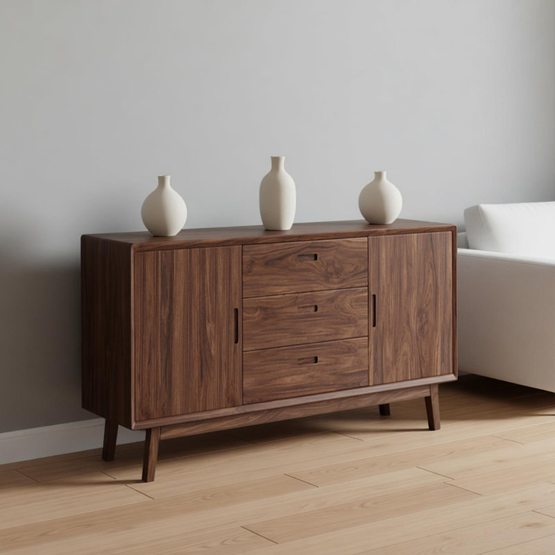 Buffet de rangement en bois massif de grande capacité, H 35,43 po x l 55,11 po x P 15,74 po