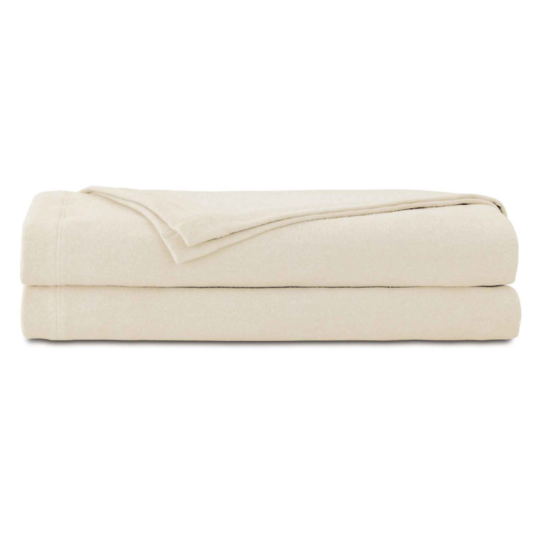 Couverture en coton Brera Flannel, Simple, Ivoire