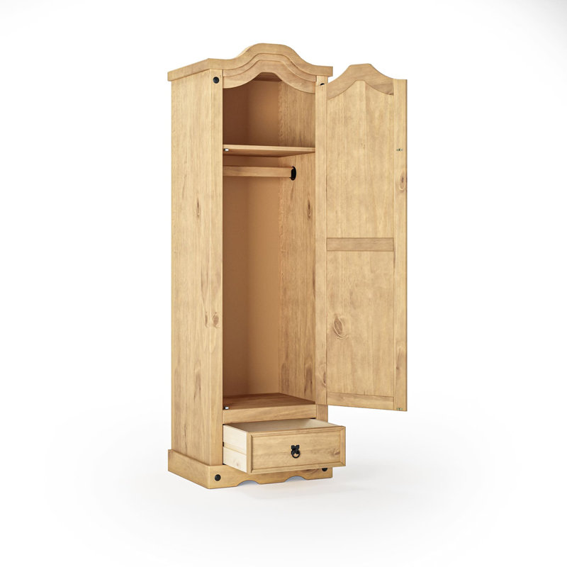 Harietta 1 Door Solid Wood Wardrobe