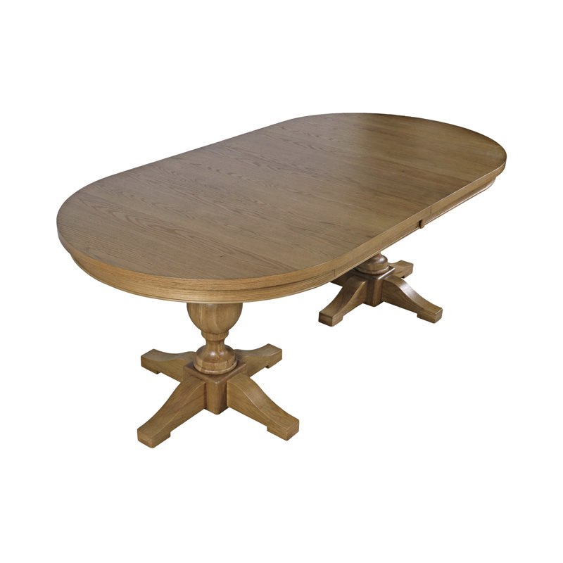 Lang Modern Transitional 102" Double Pedestal Dining Table - Light Brown, Light Brown