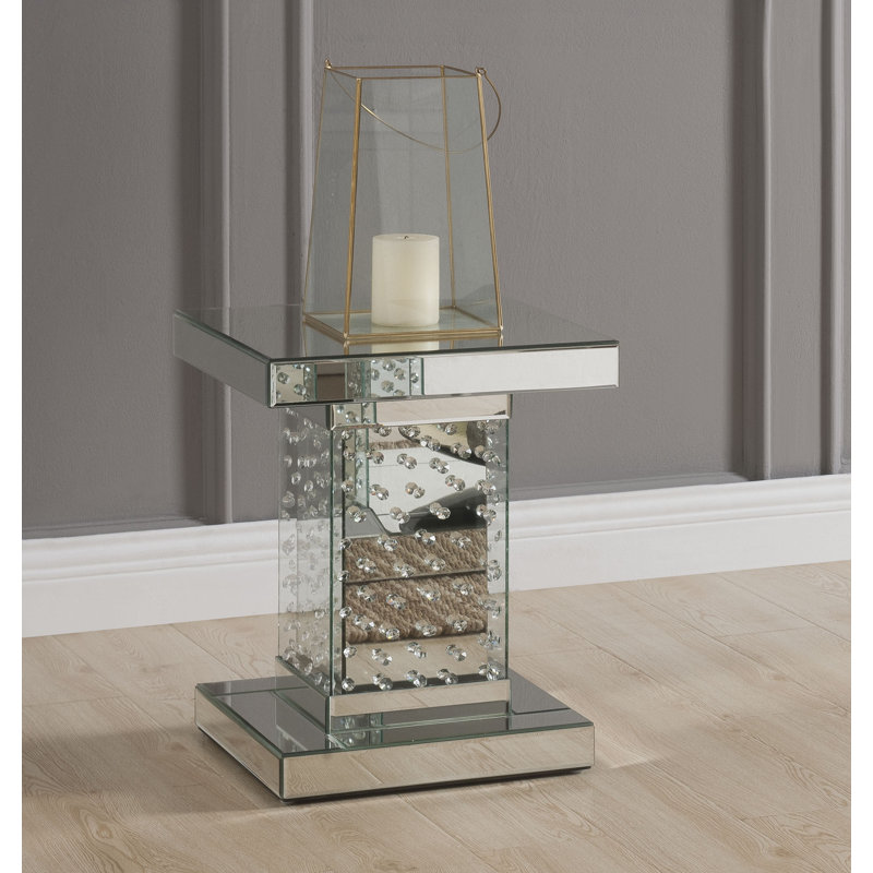 Vanness Mirrored Glass Top End Table