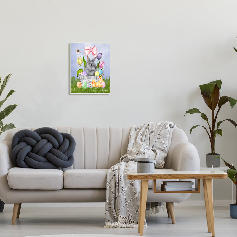 Panier de lapin pastel, Plaque murale, H 13 po x l 19 po