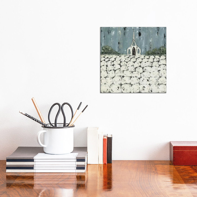 " Church Cotton Fields " by Ashley Bradley, 12" H x 12" W x 0.75" D, Wrapped Canvas